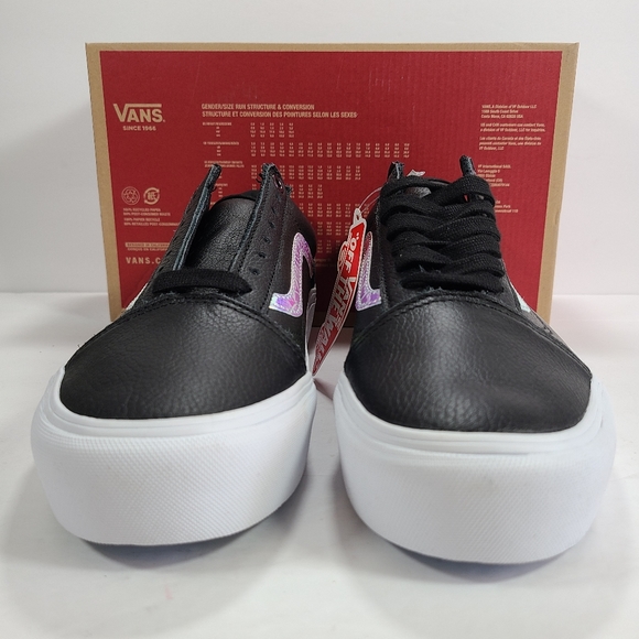 Vans Old Skool Platform Holo Sidestripe Black True White Sneakers Women Size 9.5 - Picture 3 of 12